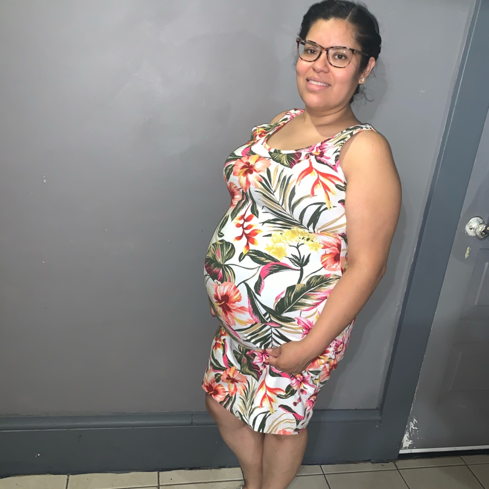 Maternity Printed Jersey Bodycon Tank-Top Dress